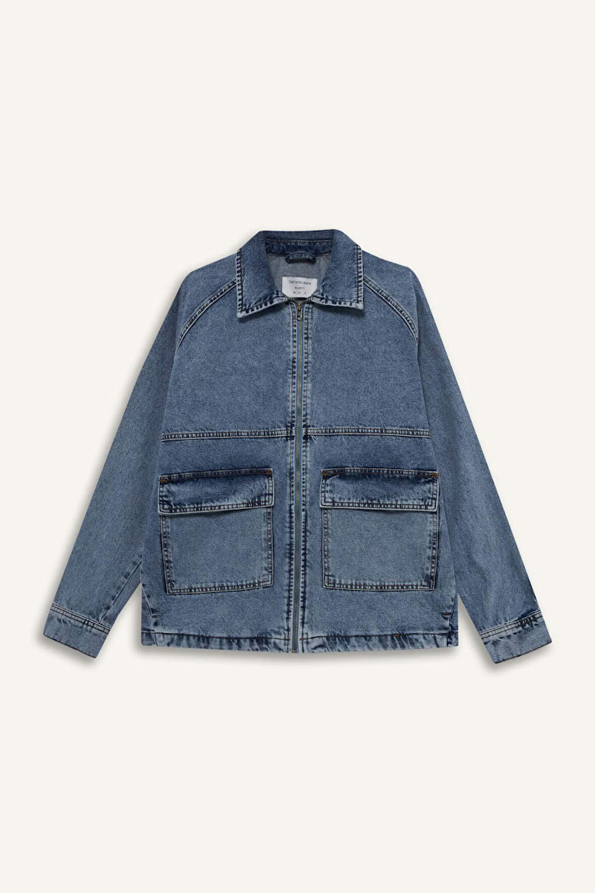 Relax Fit Fermuarlı Denim Ceket