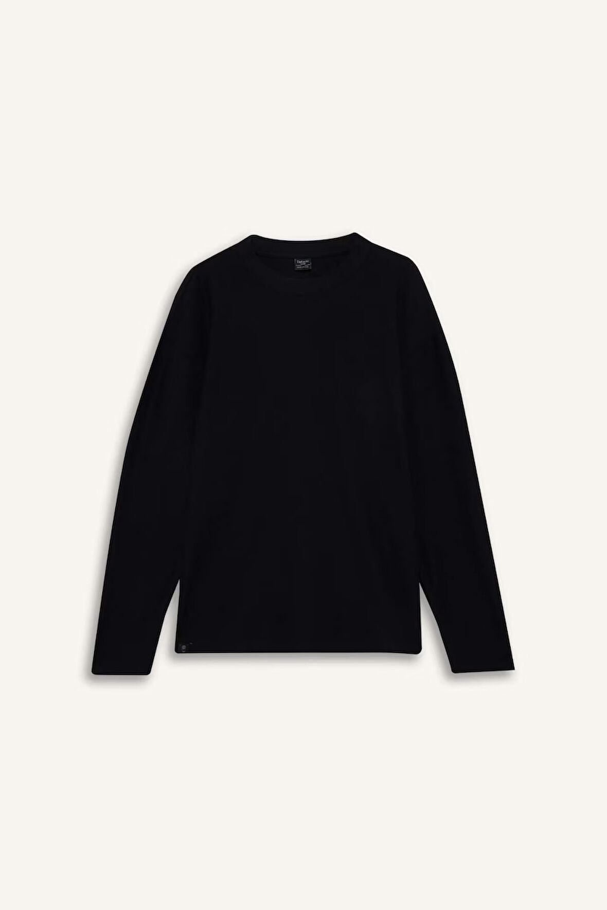 Boxy Fit Bisiklet Yaka Uzun Kollu Tişört