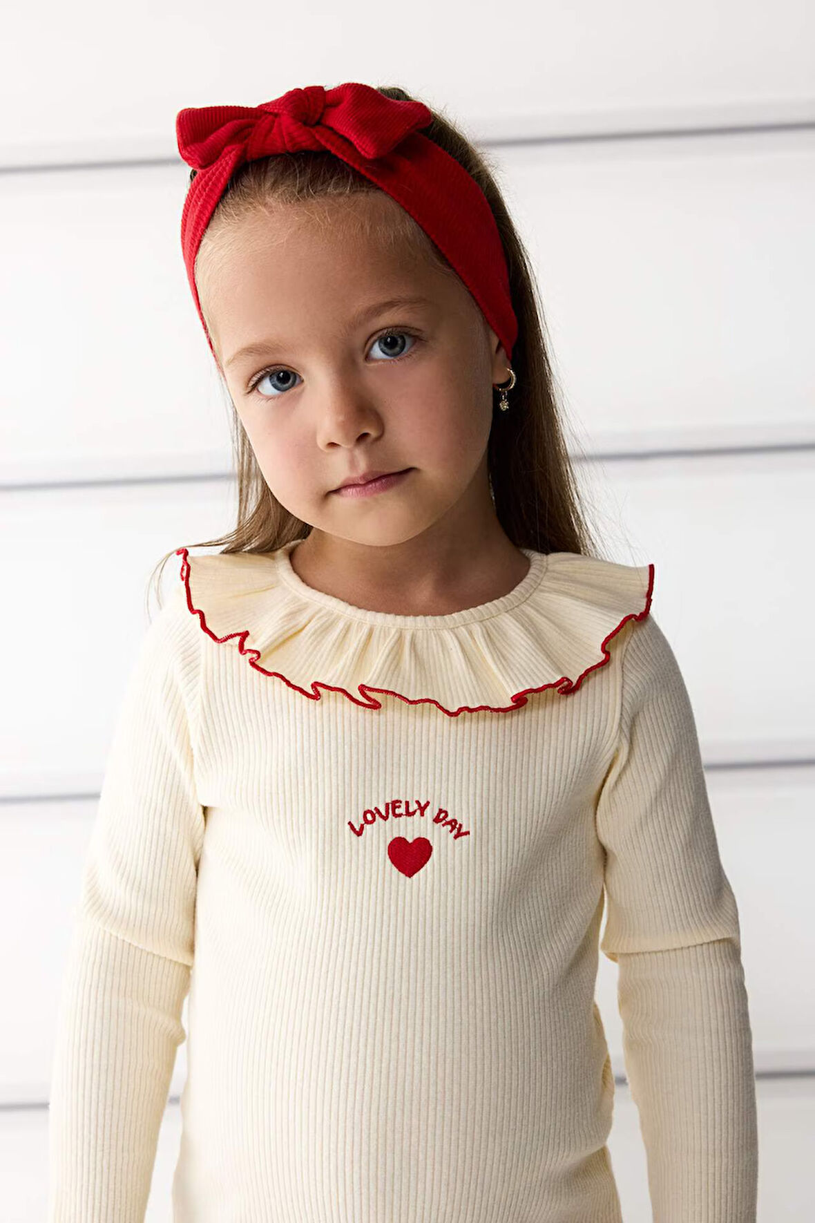 Kız Bebek Standart Fit Fitilli Kaşkorse Uzun Kollu Tişört