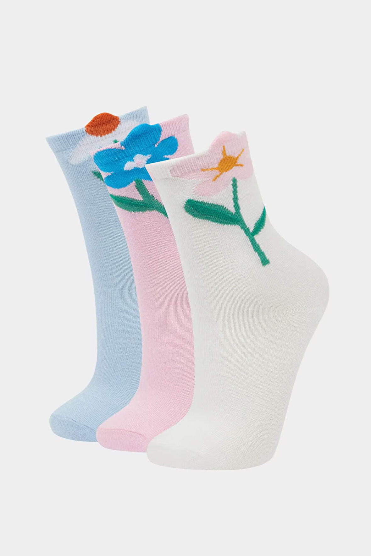 Kız Çocuk 3'lü Pamuklu Uzun Çorap