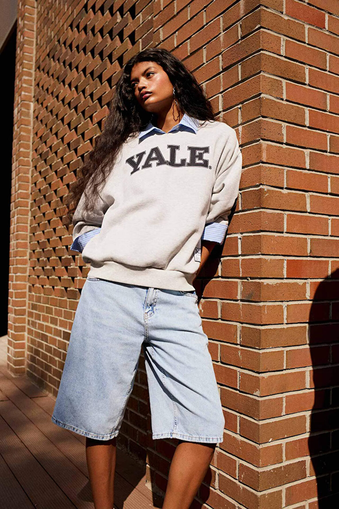 Coool Yale University Oversize Geniş Kalıp Bisiklet Yaka Sweatshirt
