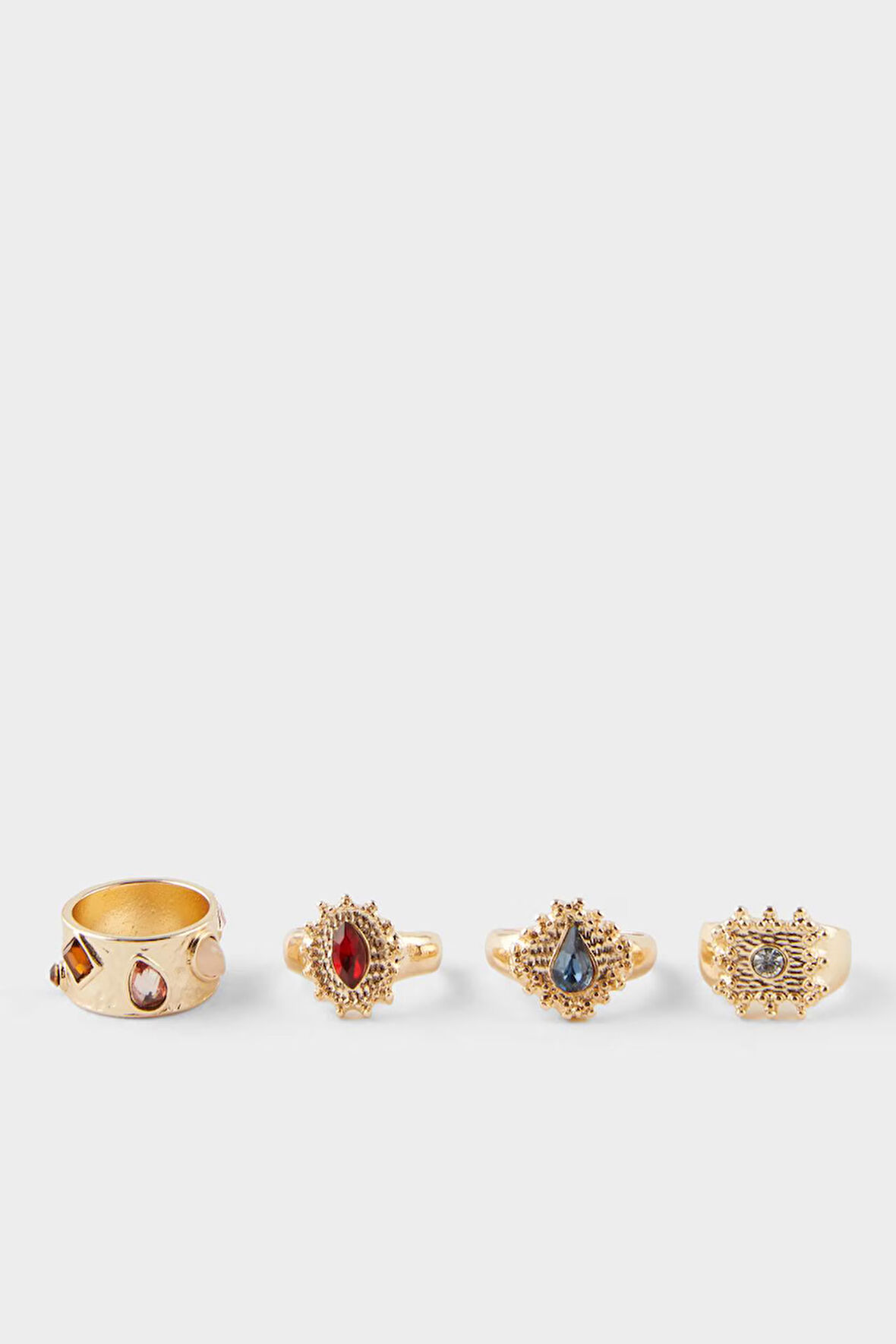 Kadın 4'lü Taşlı Gold Yüzük