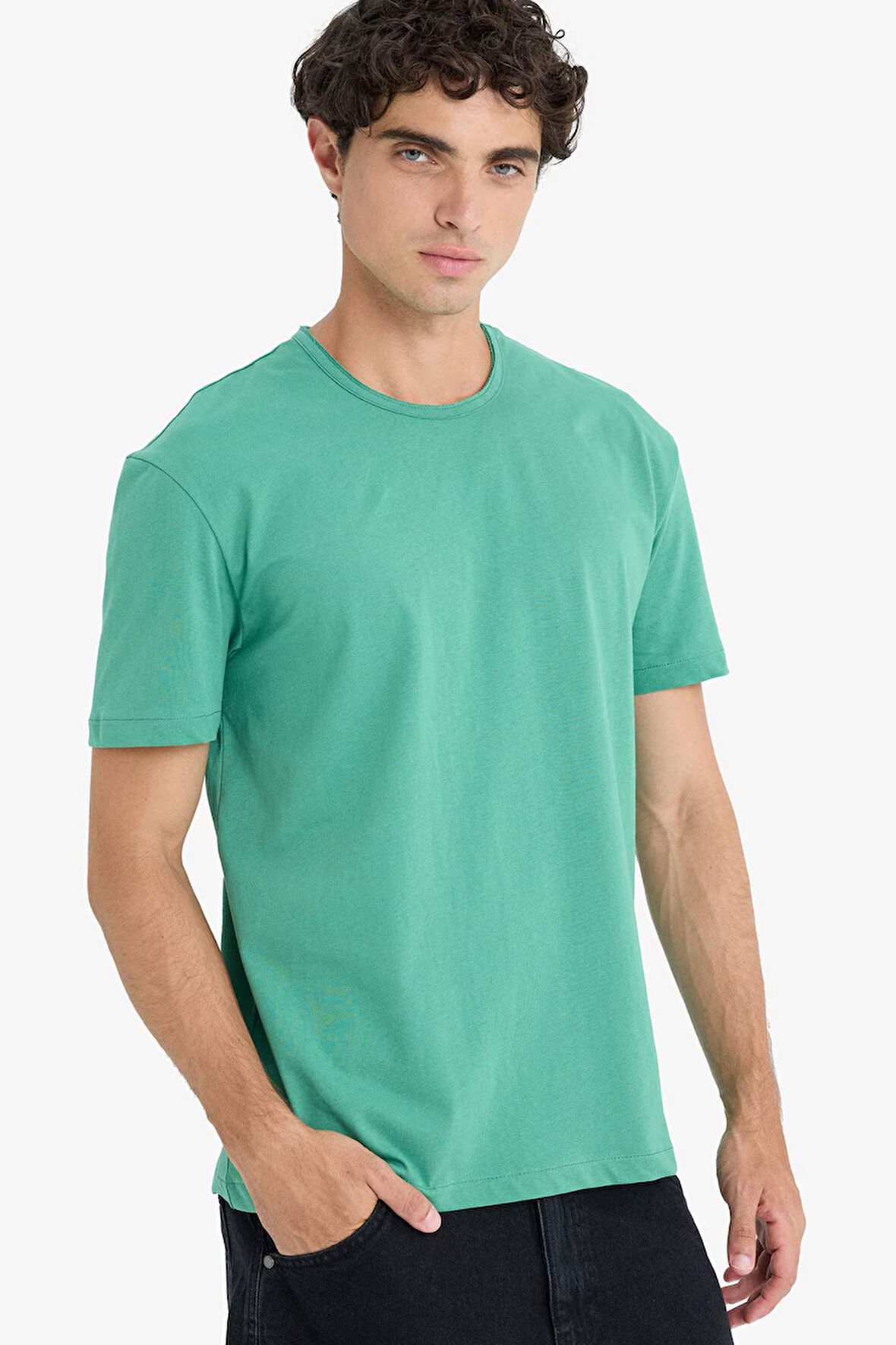 %100 Pamuk Regular Fit Bisiklet Yaka Kısa Kollu Ağır Kumaş Tişört