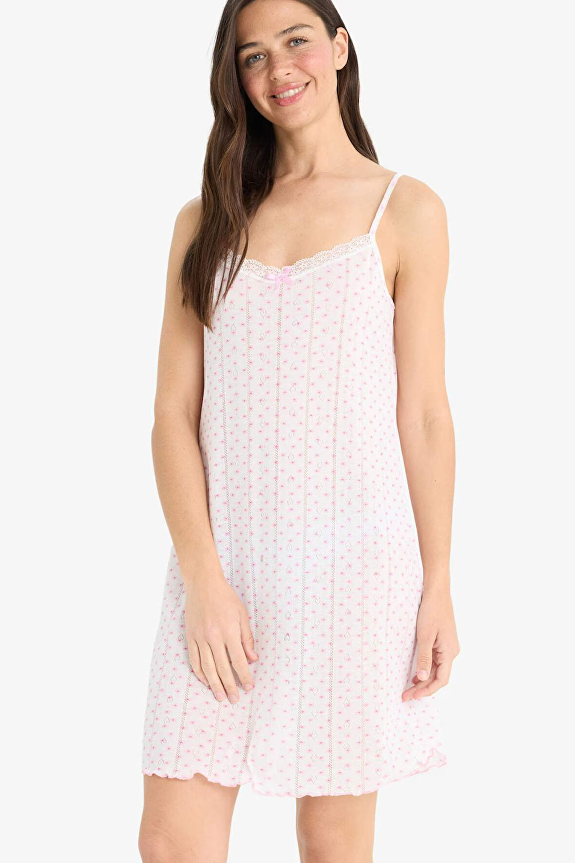DeFacto Regular Fit Askılı Dantelli Gecelik-Fall in Love F5772AX25SMER85