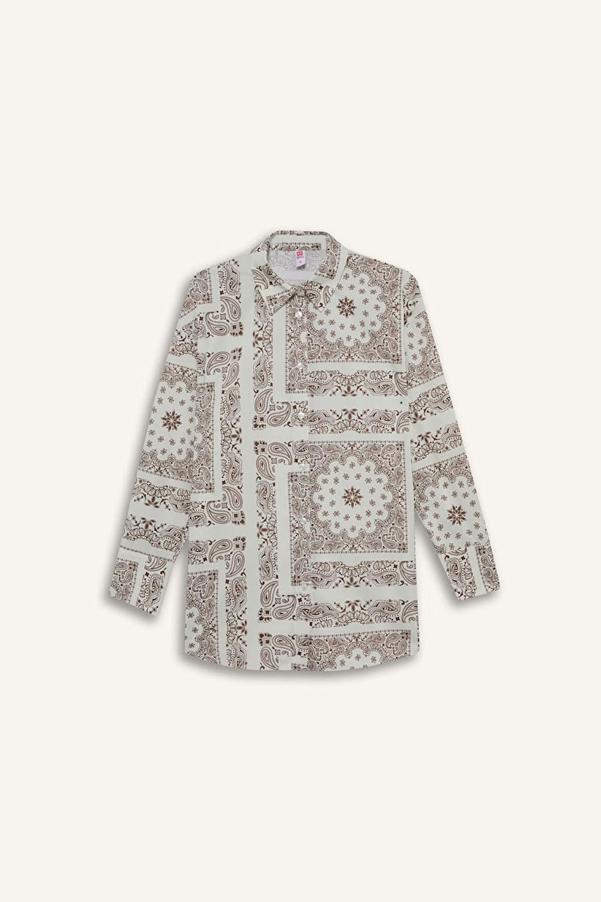 Regular Fit Şal Desenli Plaj Gömleği-Fall in Love 