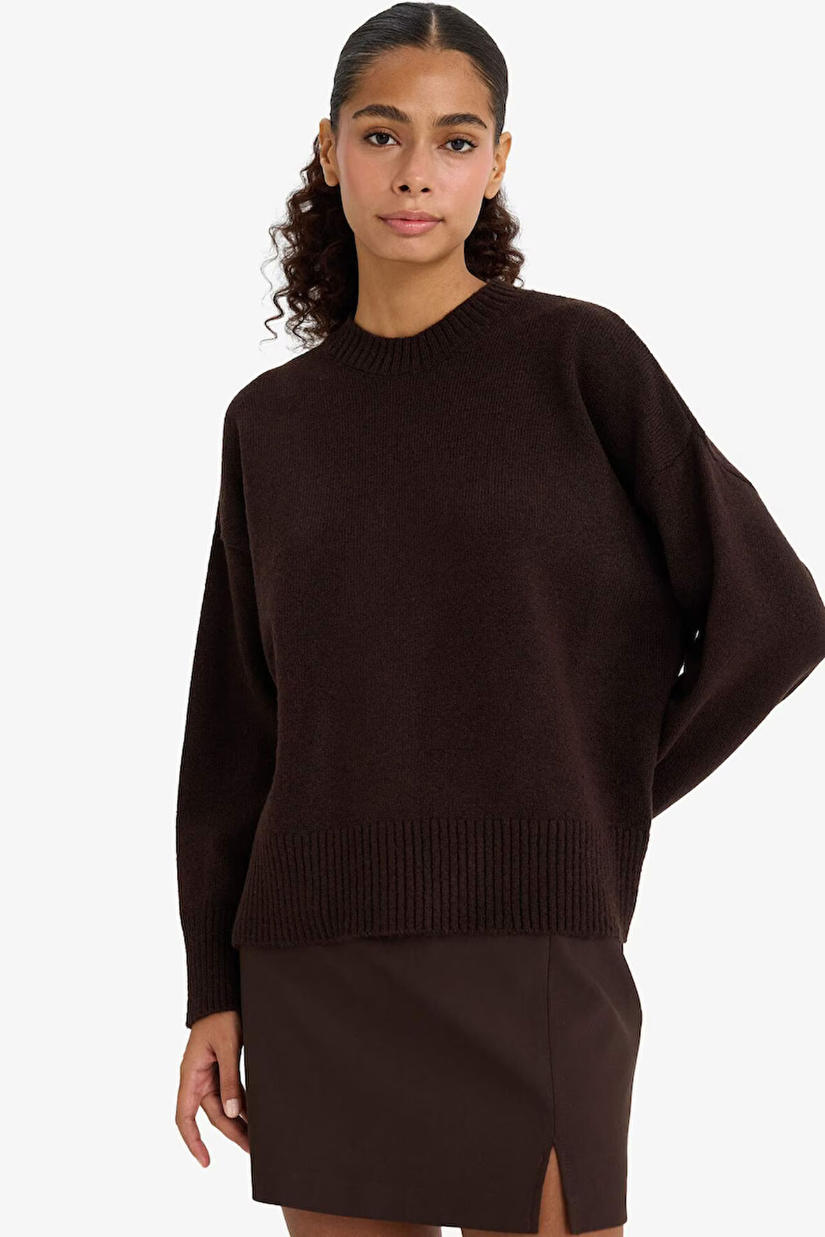 Oversize Geniş Kalıp Bisiklet Yaka Kazak