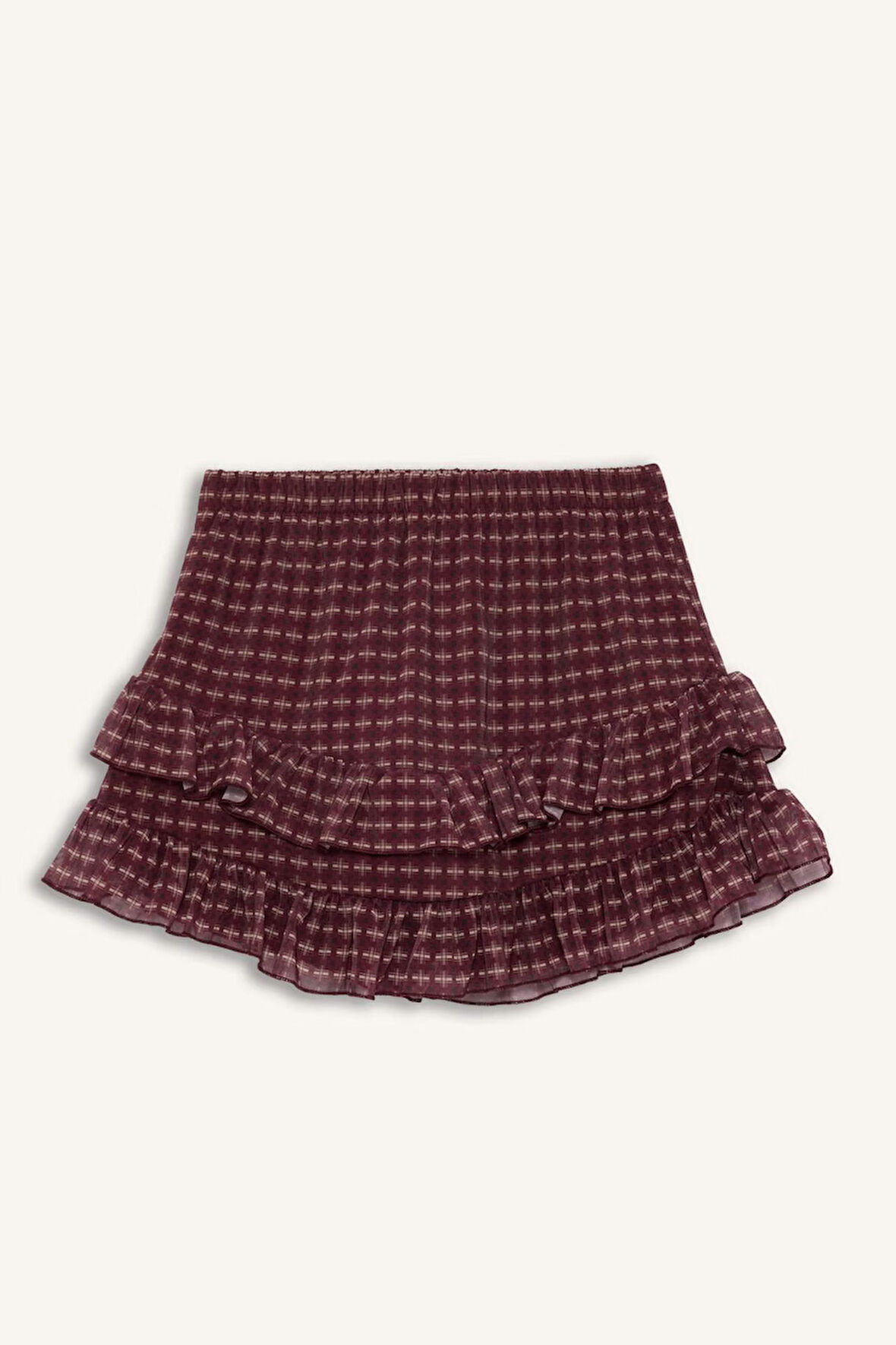 Coool Kareli Normal Bel Penye Astar Tül Mini Etek