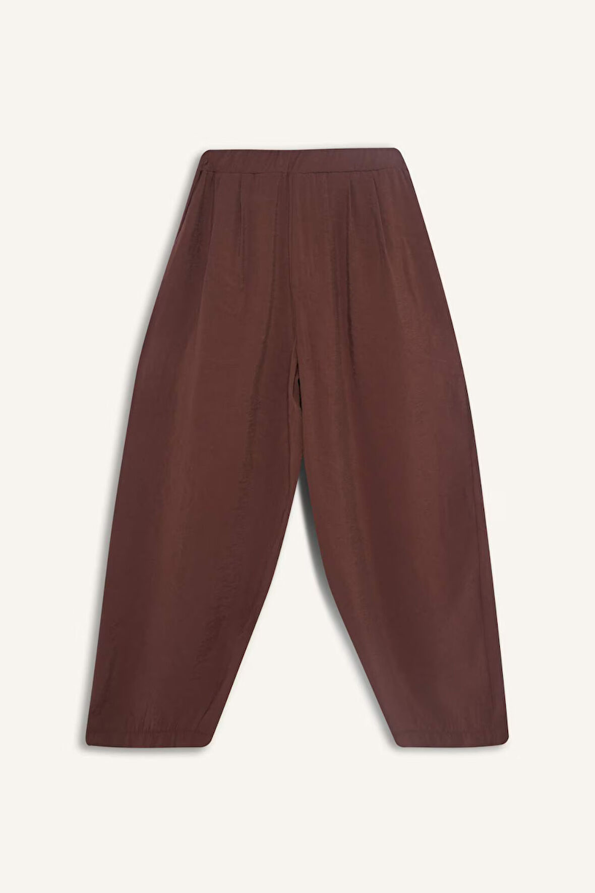 Relax Fit Beli Lastikli Düz Paça Bilek Boy Pantolon