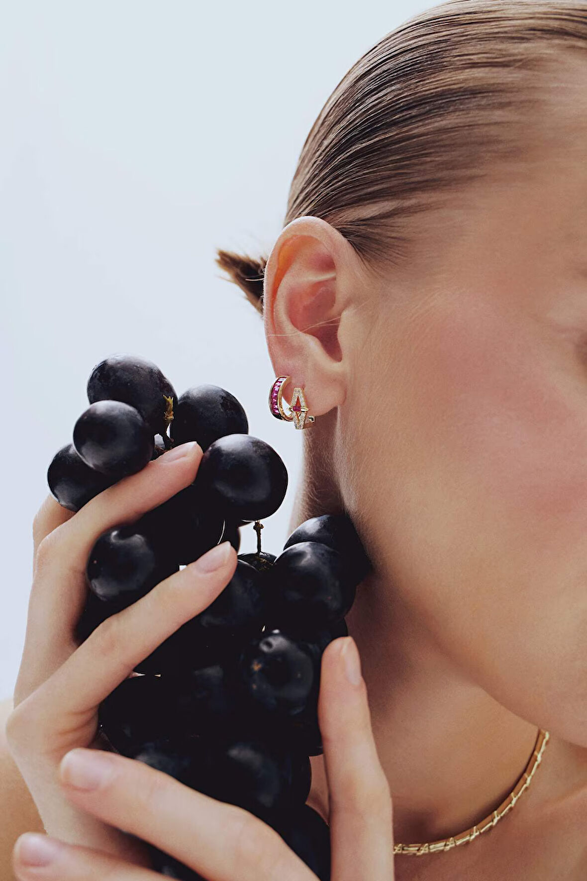 Reis x DeFacto 14 Ayar Altın Kaplama Rosa Alba Kadın 2'li Mor Taşlı Gold Küpe