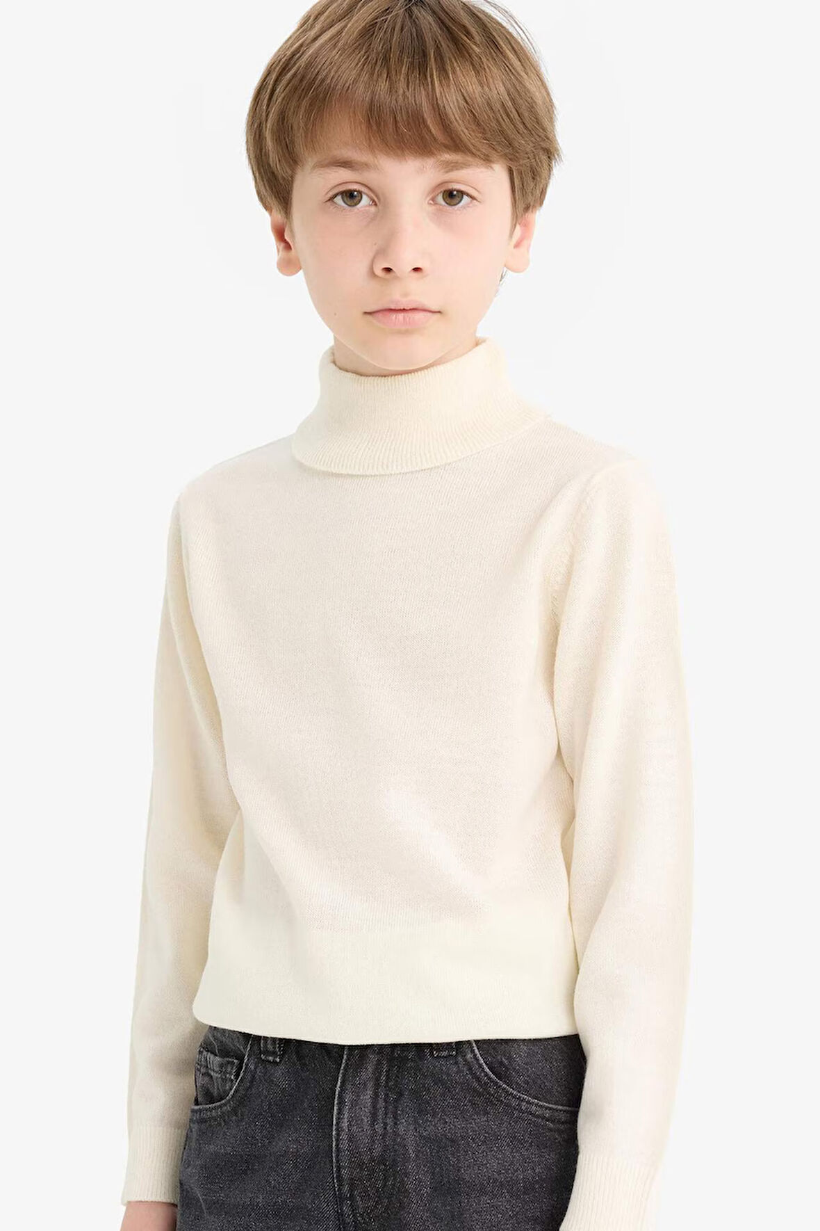 Erkek Çocuk Okul Yarım Balıkçı Yaka Triko Kazak