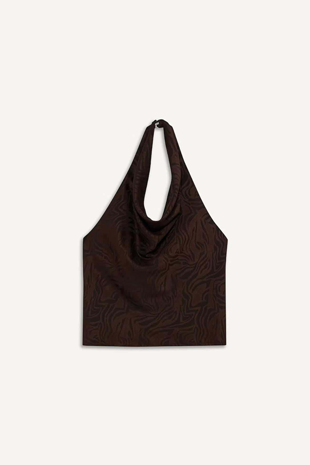 Regular Fit Halter Yaka Saten Kolsuz Bluz