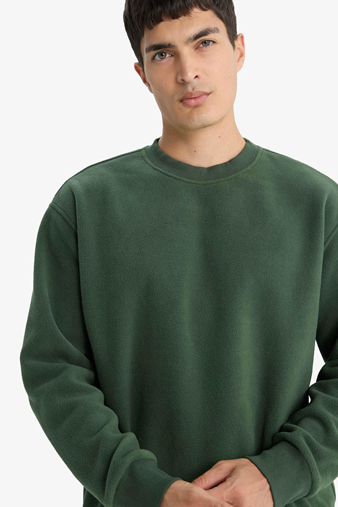Relax Fit Bisiklet Yaka Polar Sweatshirt