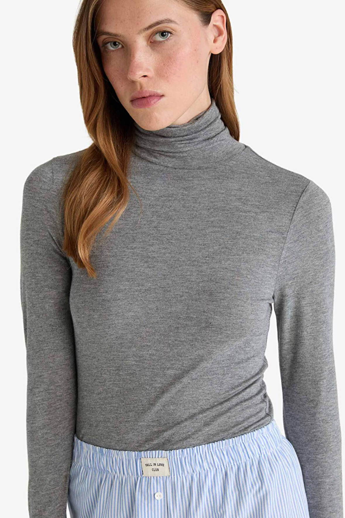 Modal Kaşmir Yumuşak Dokulu Balıkçı Yaka Uzun Kollu Üst-Fall in Love