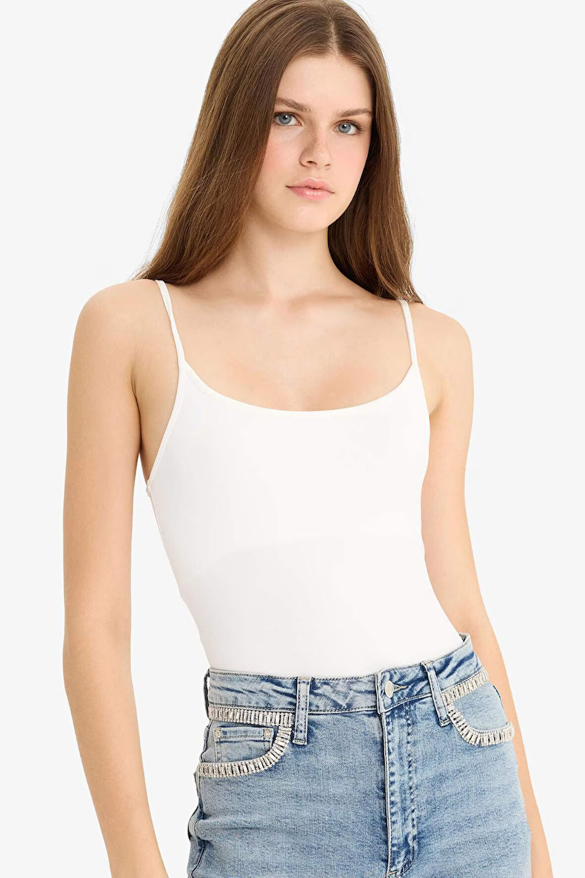 İnce Askılı Basic Düz Çıtçıtlı Body