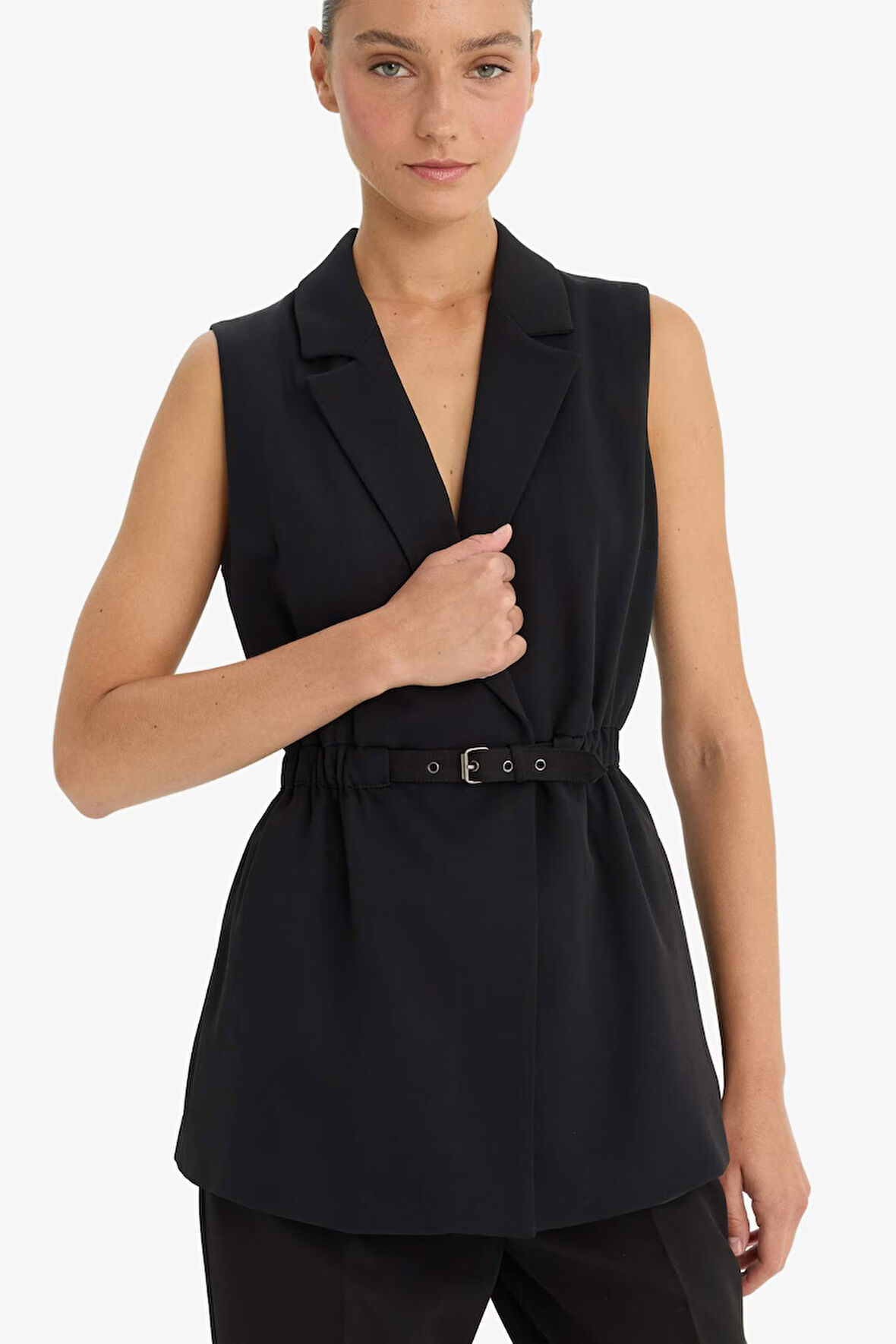 Fitted Ceket Yaka Yelek