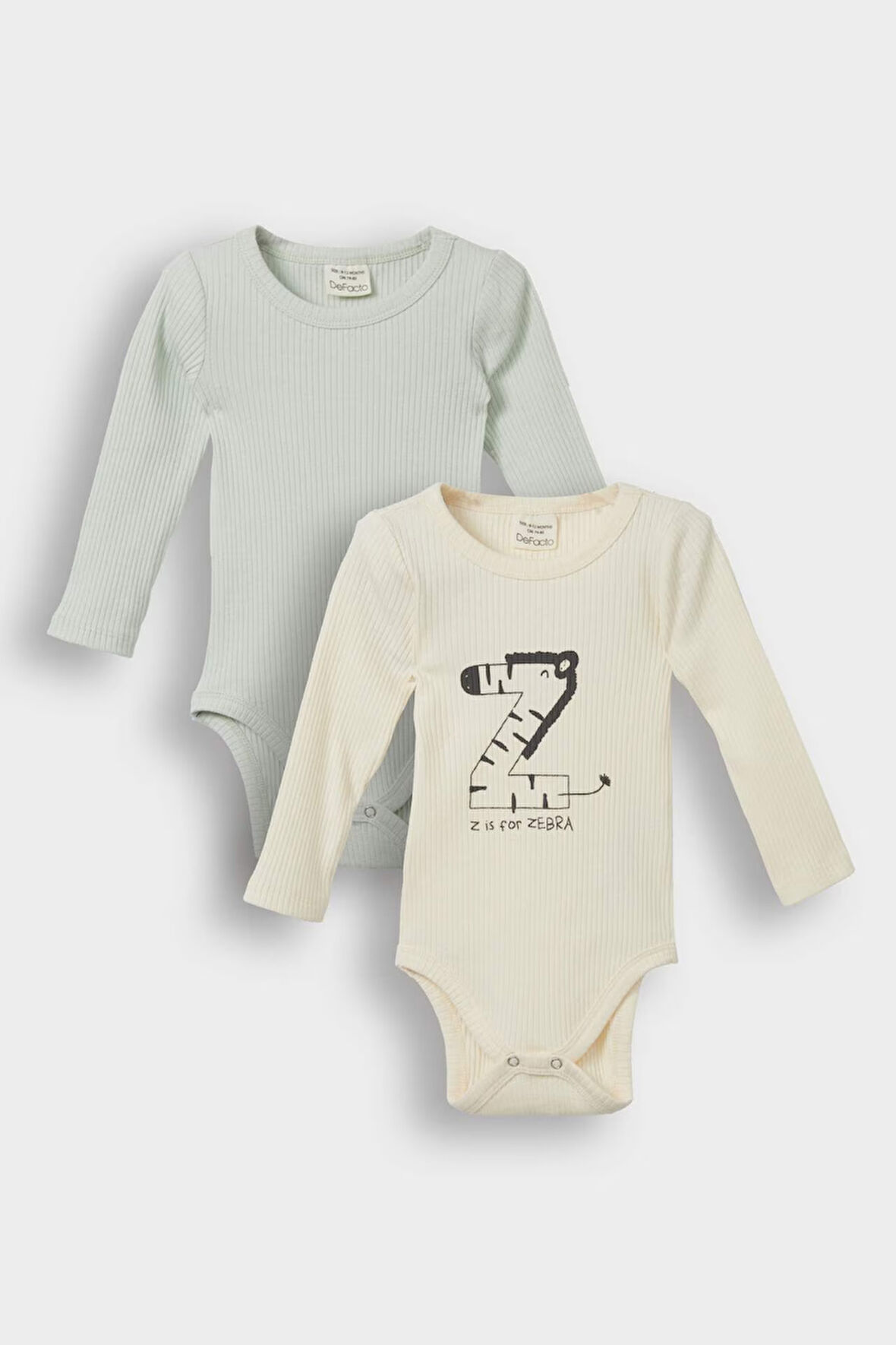 Erkek Bebek Yenidoğan Fitilli Kaşkorse 2'li Uzun Kollu Çıtçıtlı Body