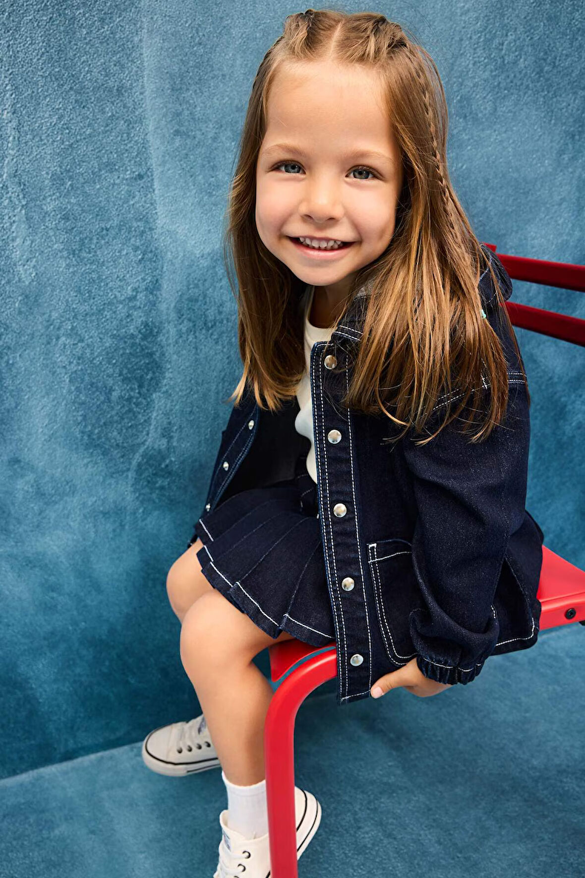 Kız Bebek Kapüşonlu Denim Ceket