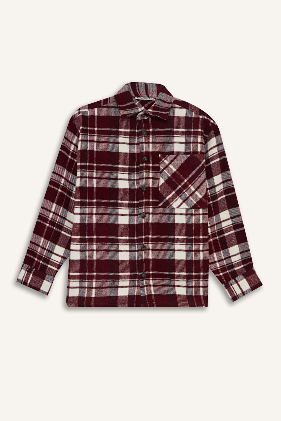 Erkek Çocuk Oversize Geniş Kalıp Polo Yaka Flanel Uzun Kollu Gömlek