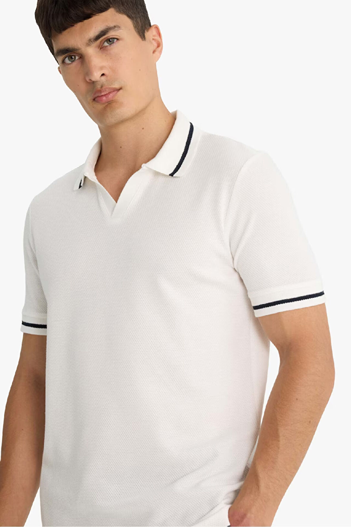 Regular Fit Polo Yaka Bubble Kısa Kollu Tişört