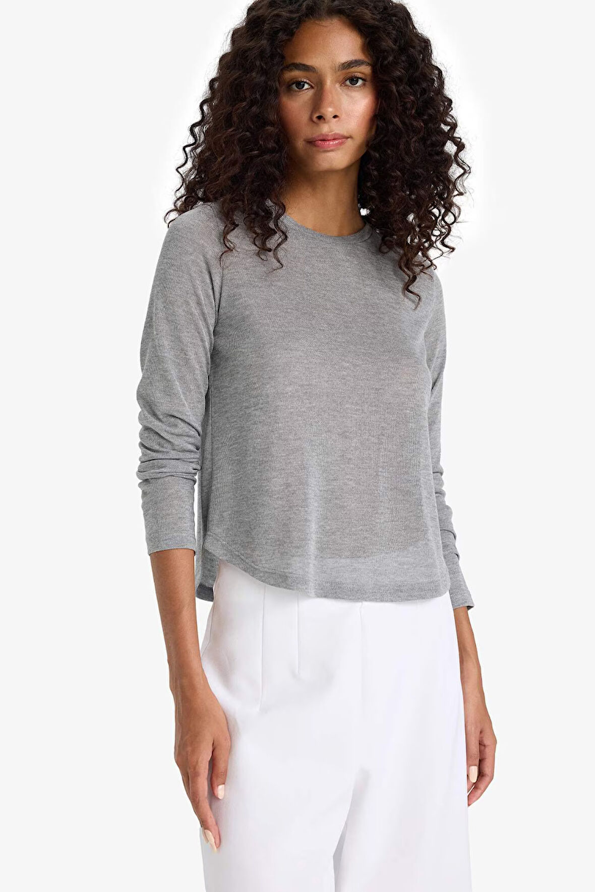 Regular Fit Bisiklet Yaka Uzun Kollu Tişört