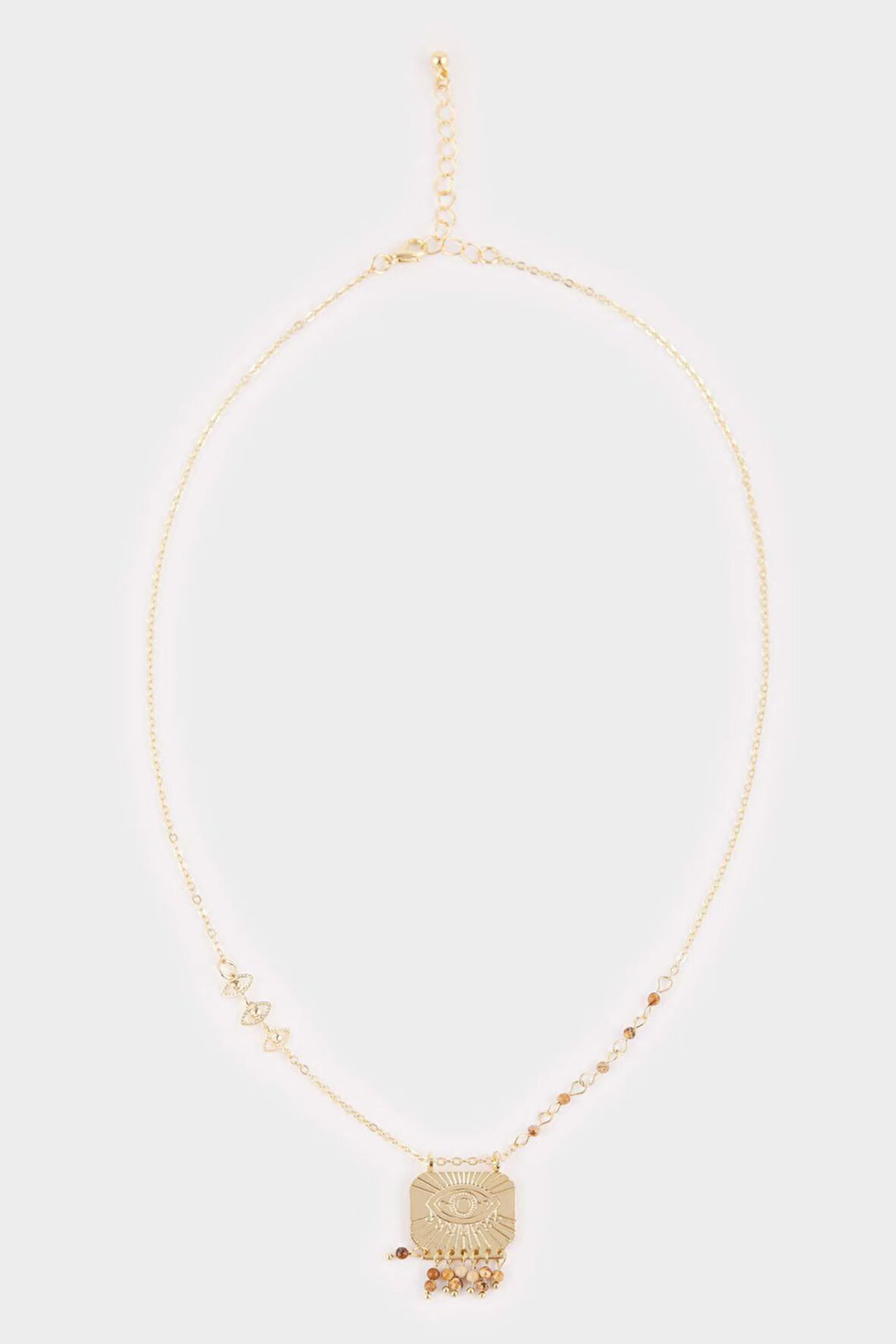 Kadın Çelik Gold Göz Detaylı Sallantılı Kolye