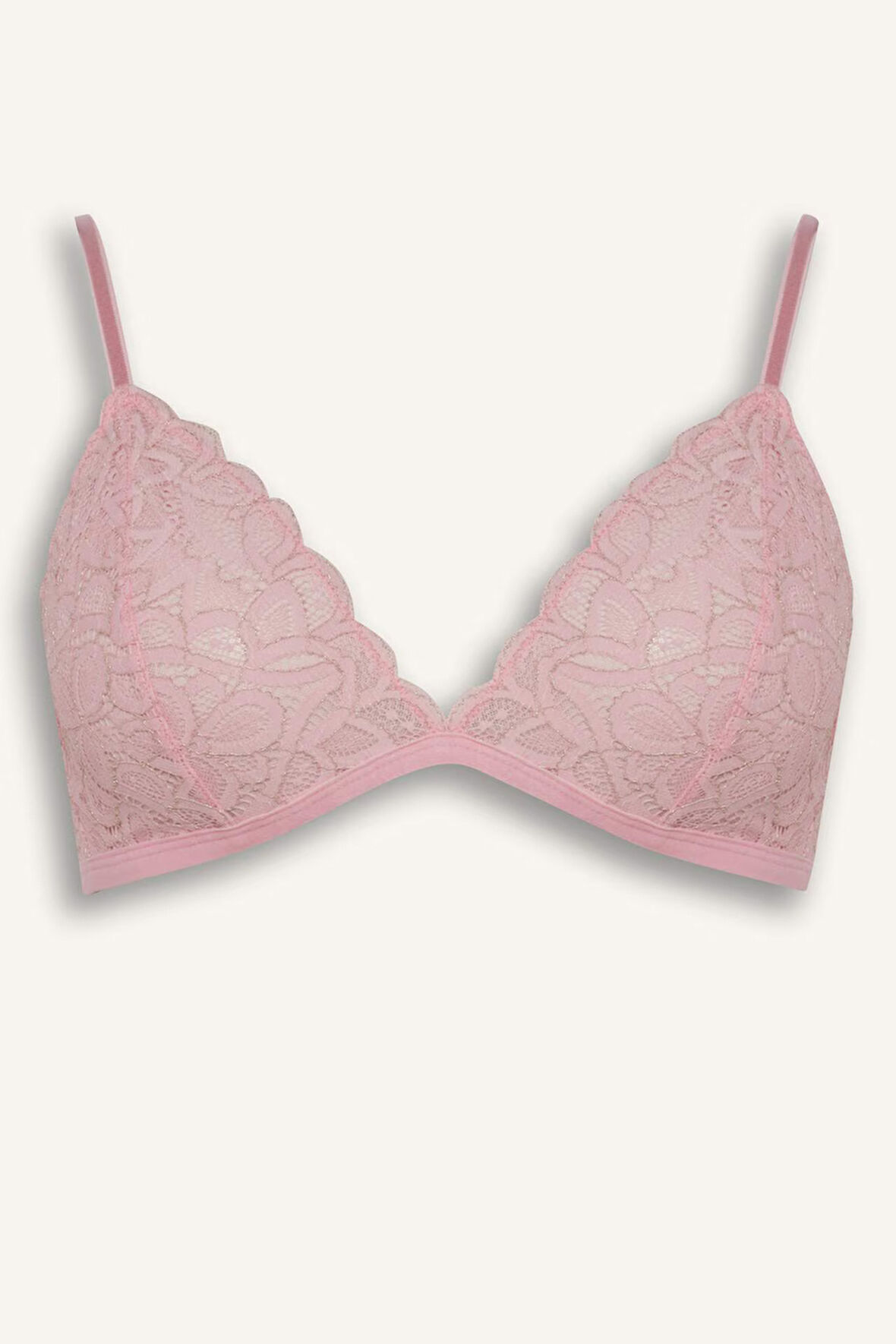 Simli Dantel Kapsız Pedsiz Balensiz Triangle Bra-Fall in Love