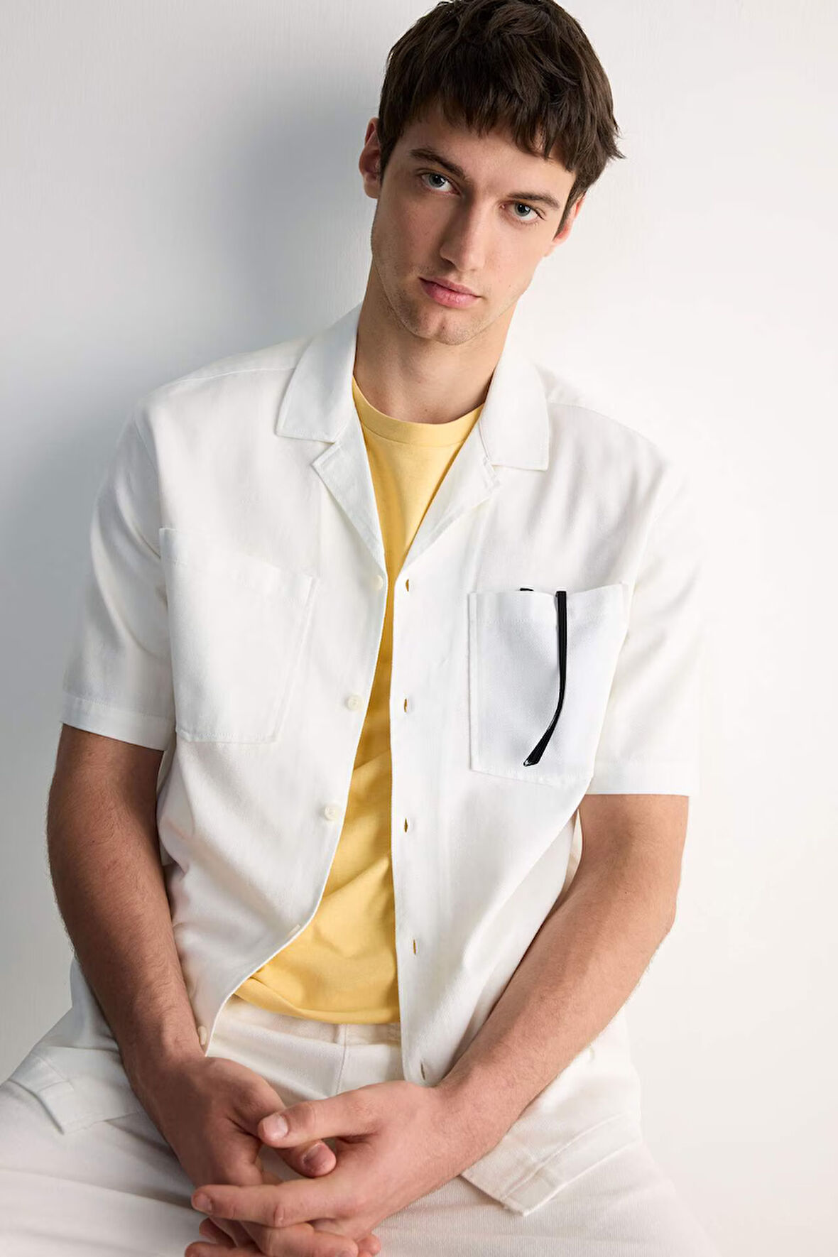 DeFacto %100 Pamuk Relax Fit Pamuklu Kısa Kollu Gömlek E1386AX25SMWT34