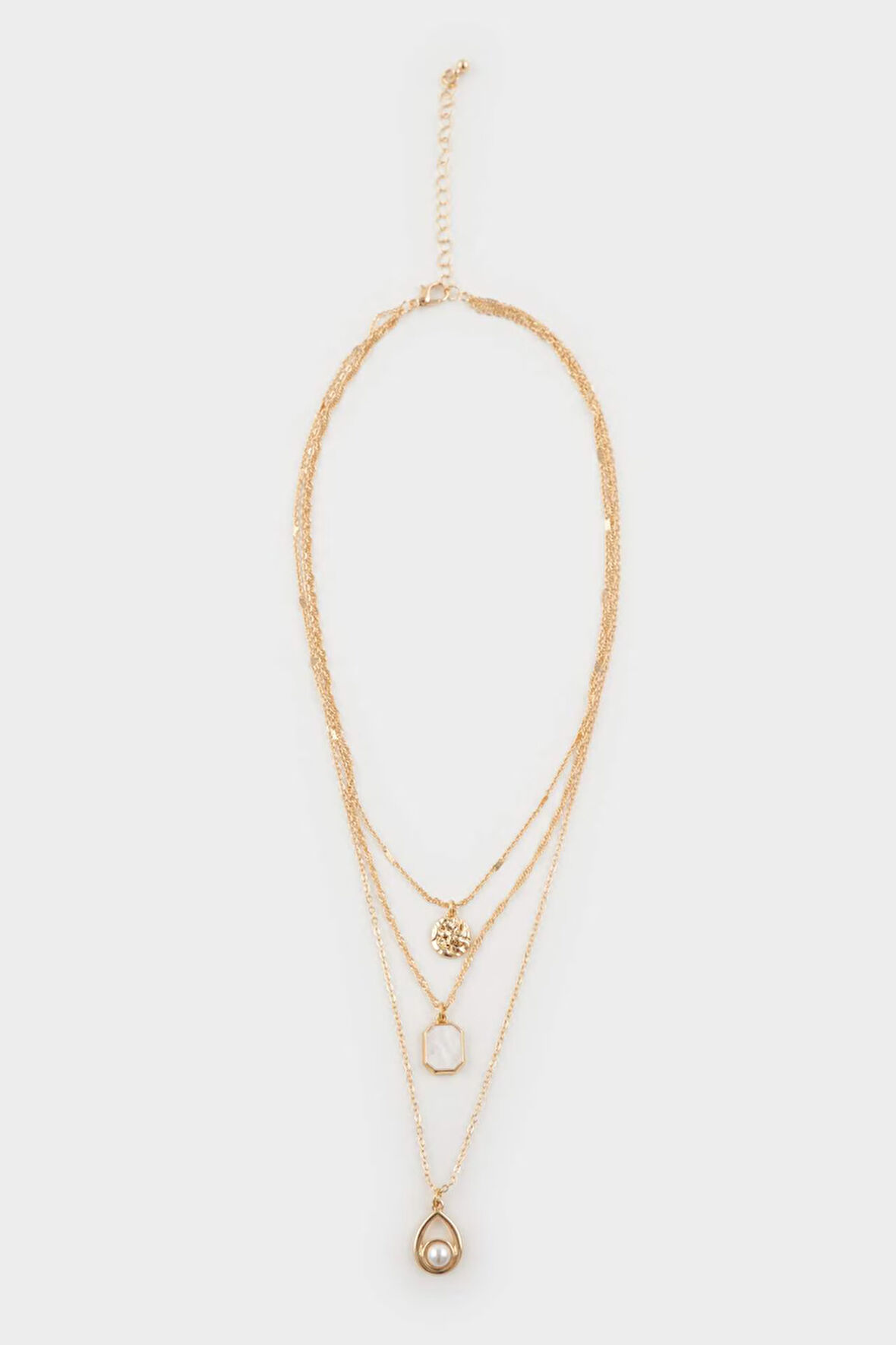 Kadın İnci Detaylı Gold Kolye