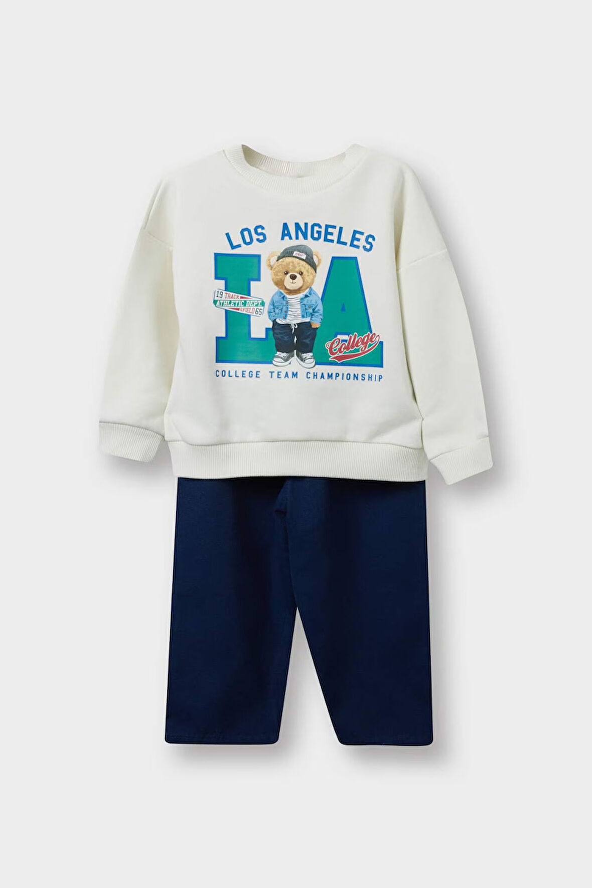 Erkek Bebek 2'li Takım Baskılı Sweatshirt Pantolon