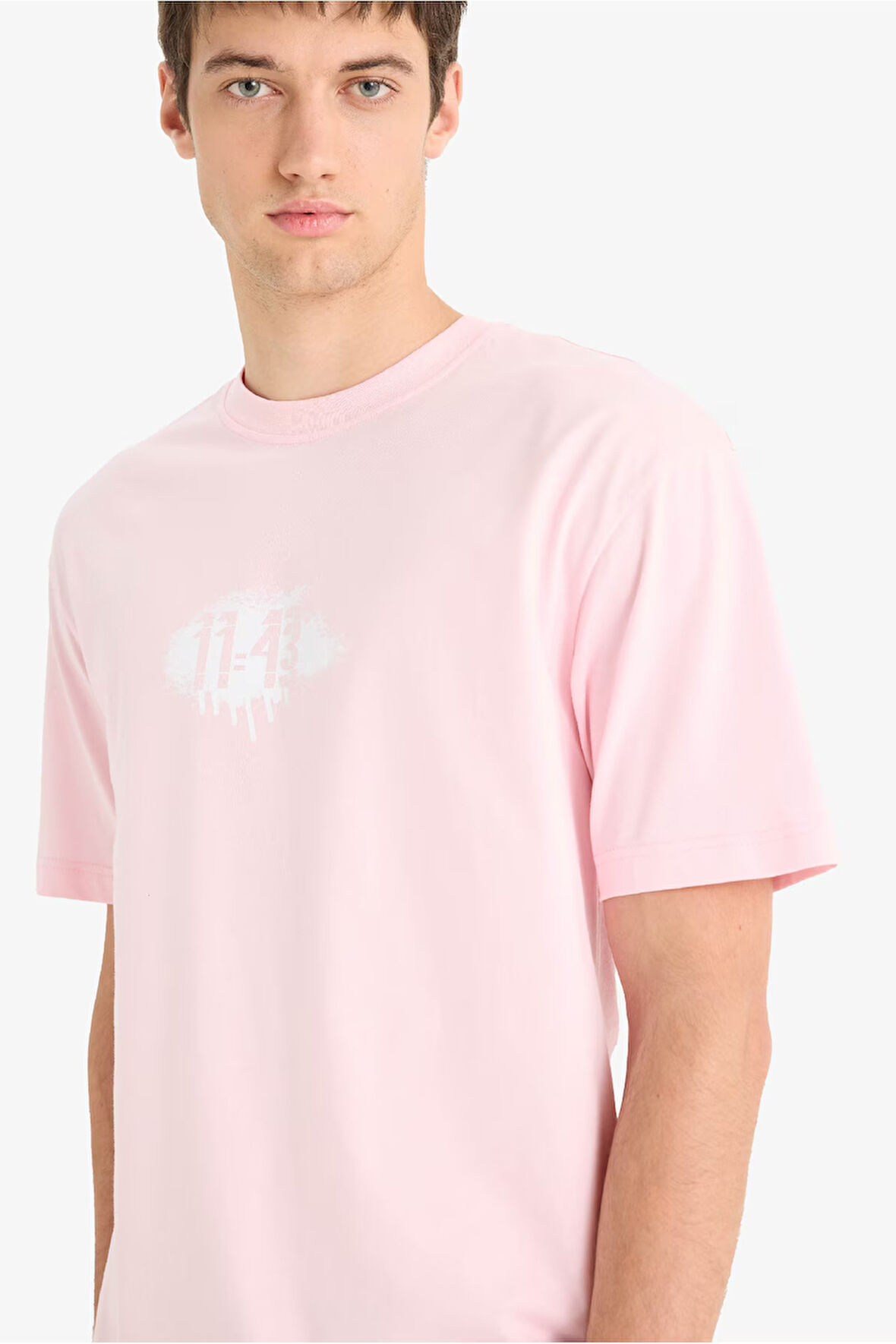 DeFacto %100 Pamuk Boxy Fit Bisiklet Yaka Baskılı Kısa Kollu Tişört F6123AX25SMPN440