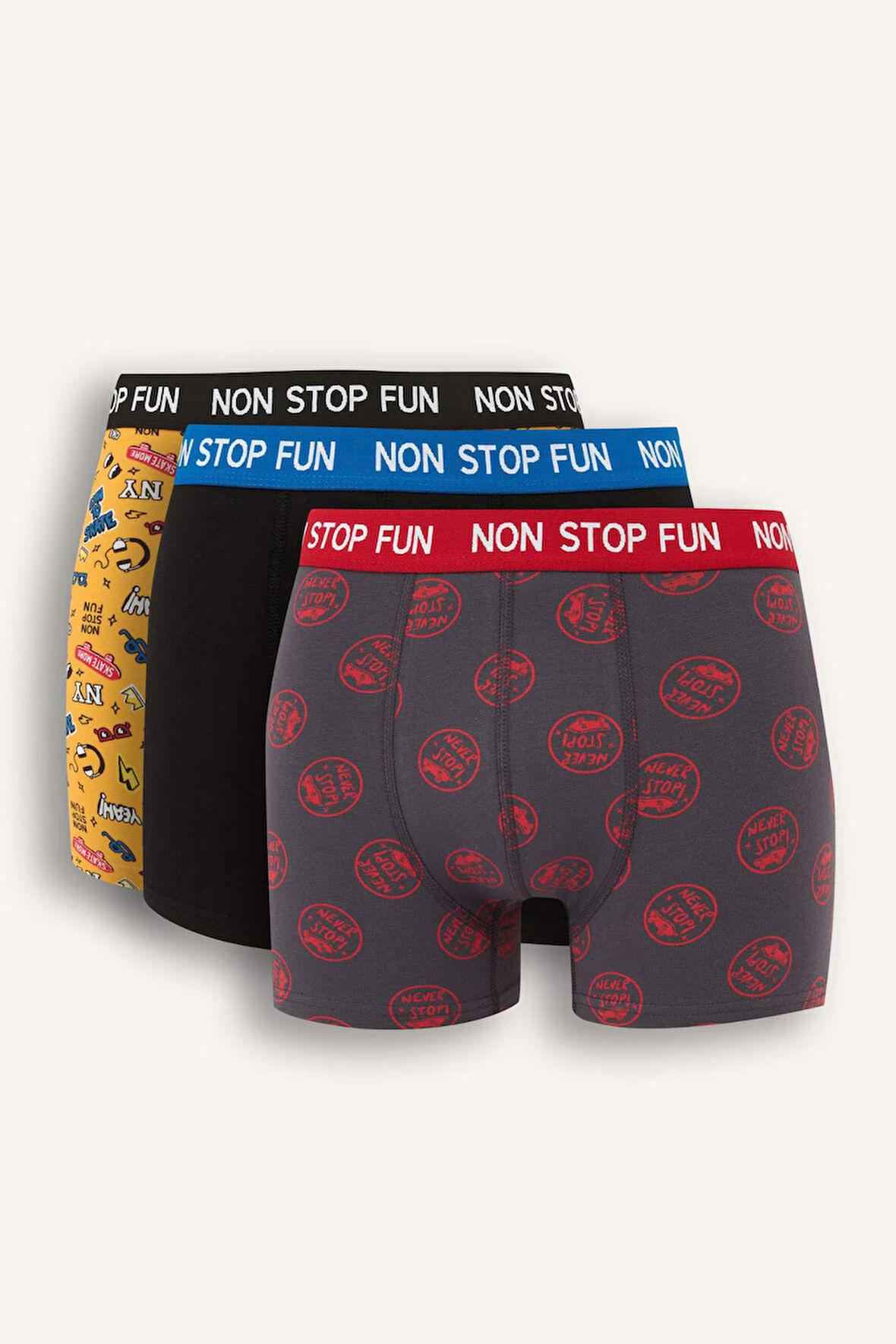 Regular Fit Desenli 3'lü Boxer