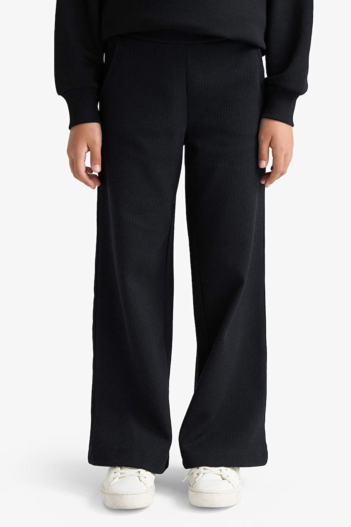 Kız Çocuk Wide Leg Waffle Cepli Geniş Paça Pantolon