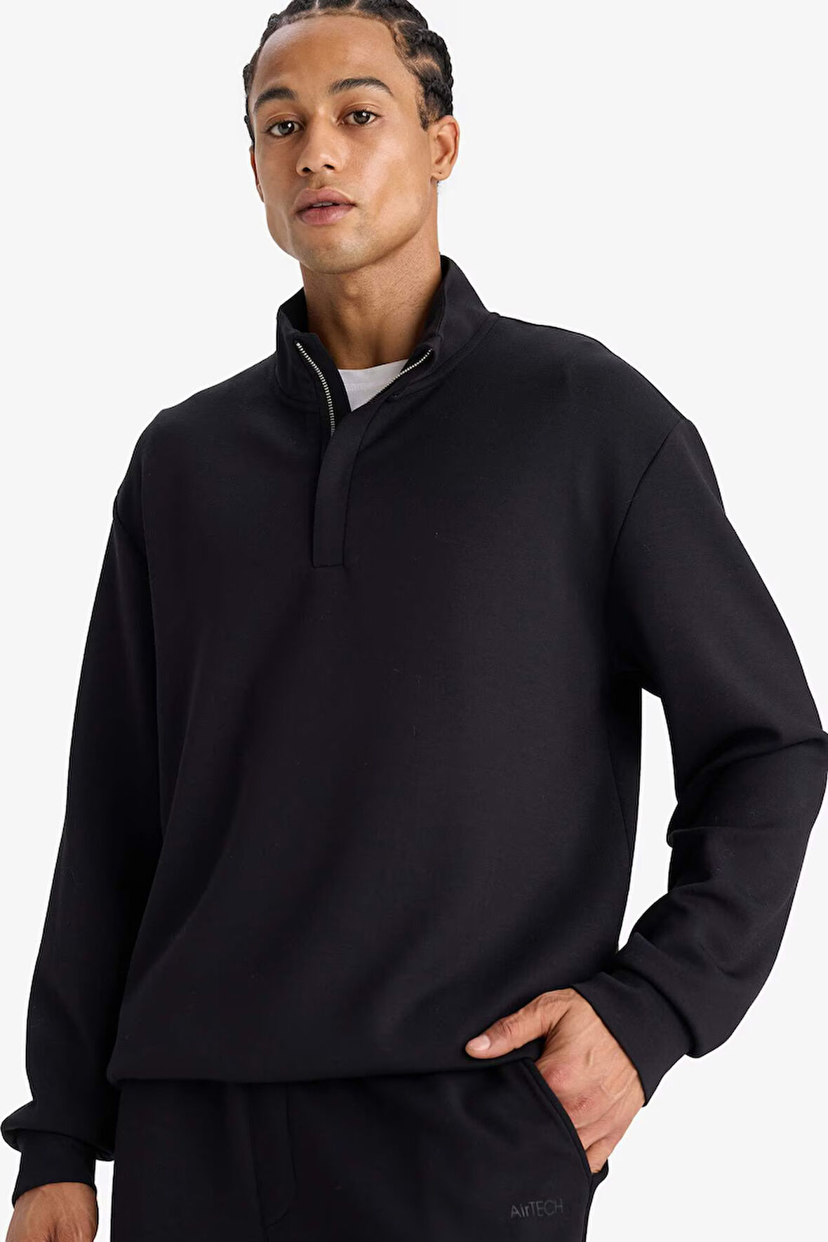 DeFactoFit Standart Fit Dik Yaka Yarım Fermuarlı Modal Sporcu Sweatshirt 