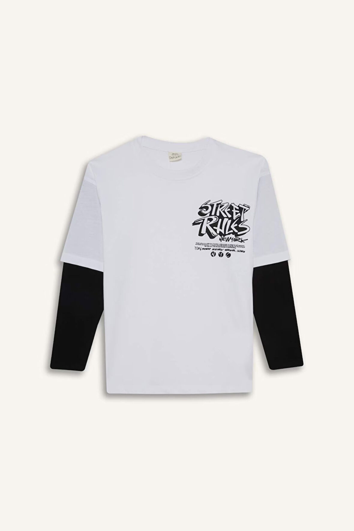 Erkek Çocuk Oversize Geniş Kalıp Bisiklet Yaka Uzun Kollu Tişört