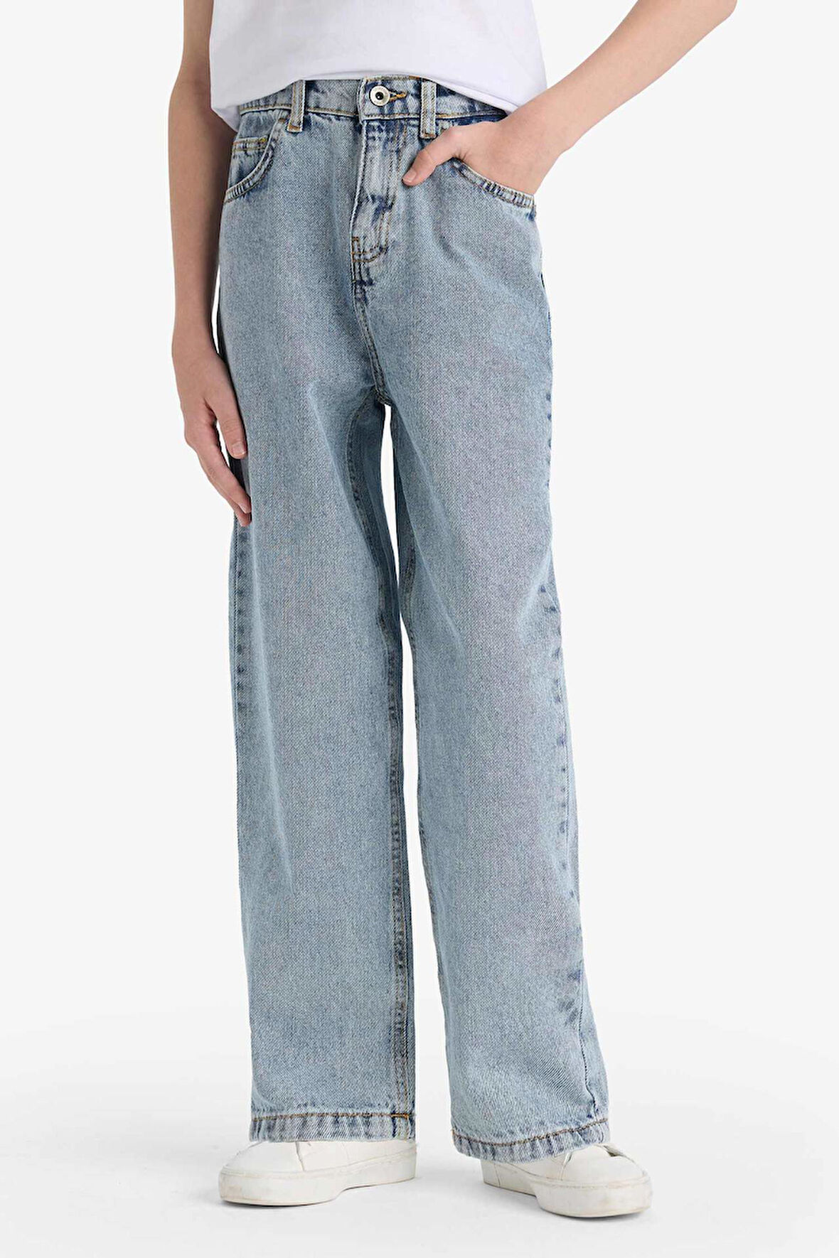 Erkek Çocuk Loose Fit Düz Paça Jean Pantolon