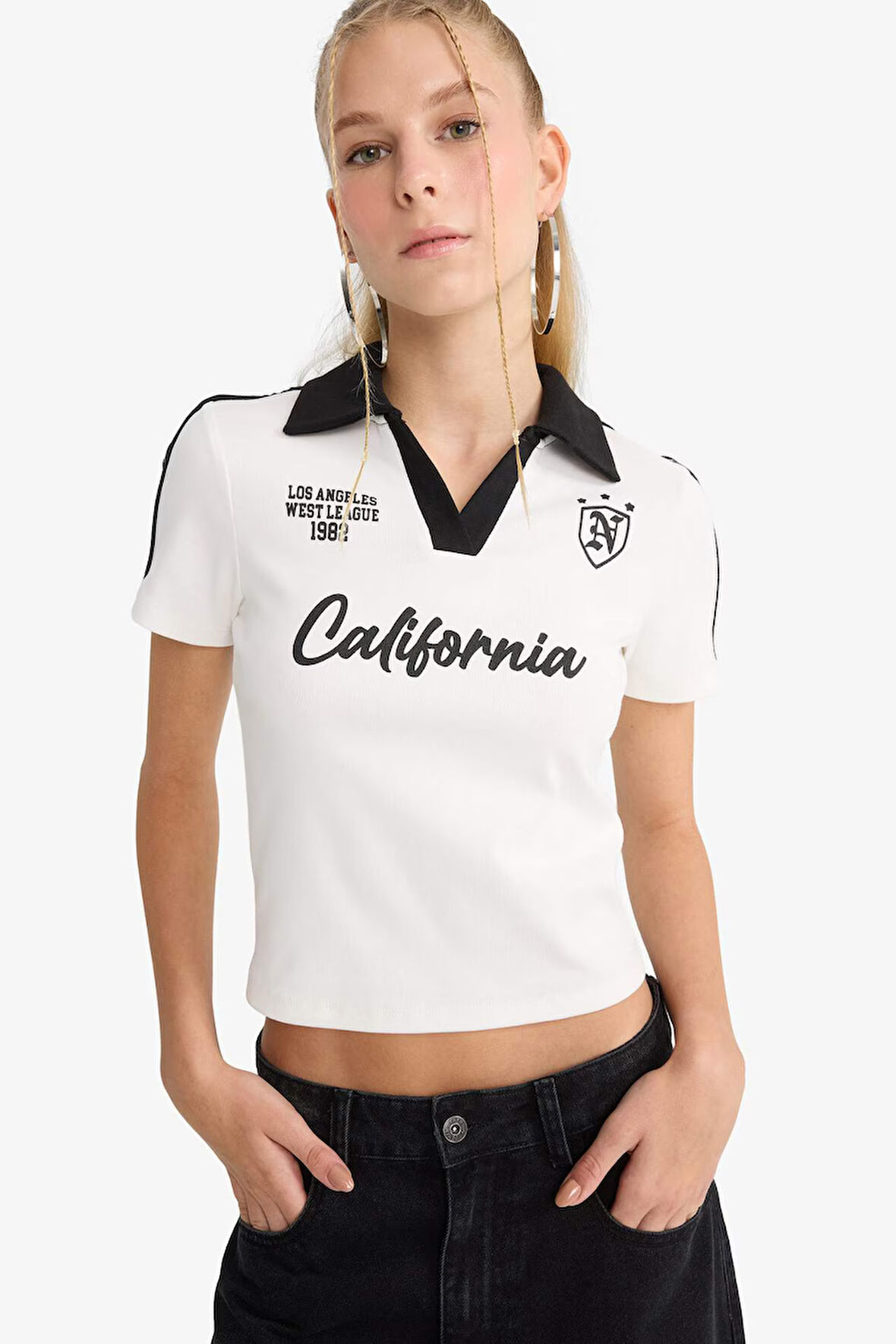 Coool Fitted Baskılı Ribana Kısa Kollu Tişört