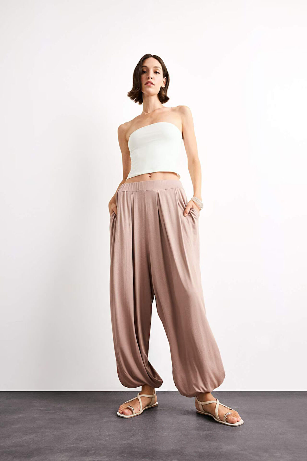 Baggy Fit Normal Bel Jogger Paça Bilek Boy Modal Pantolon