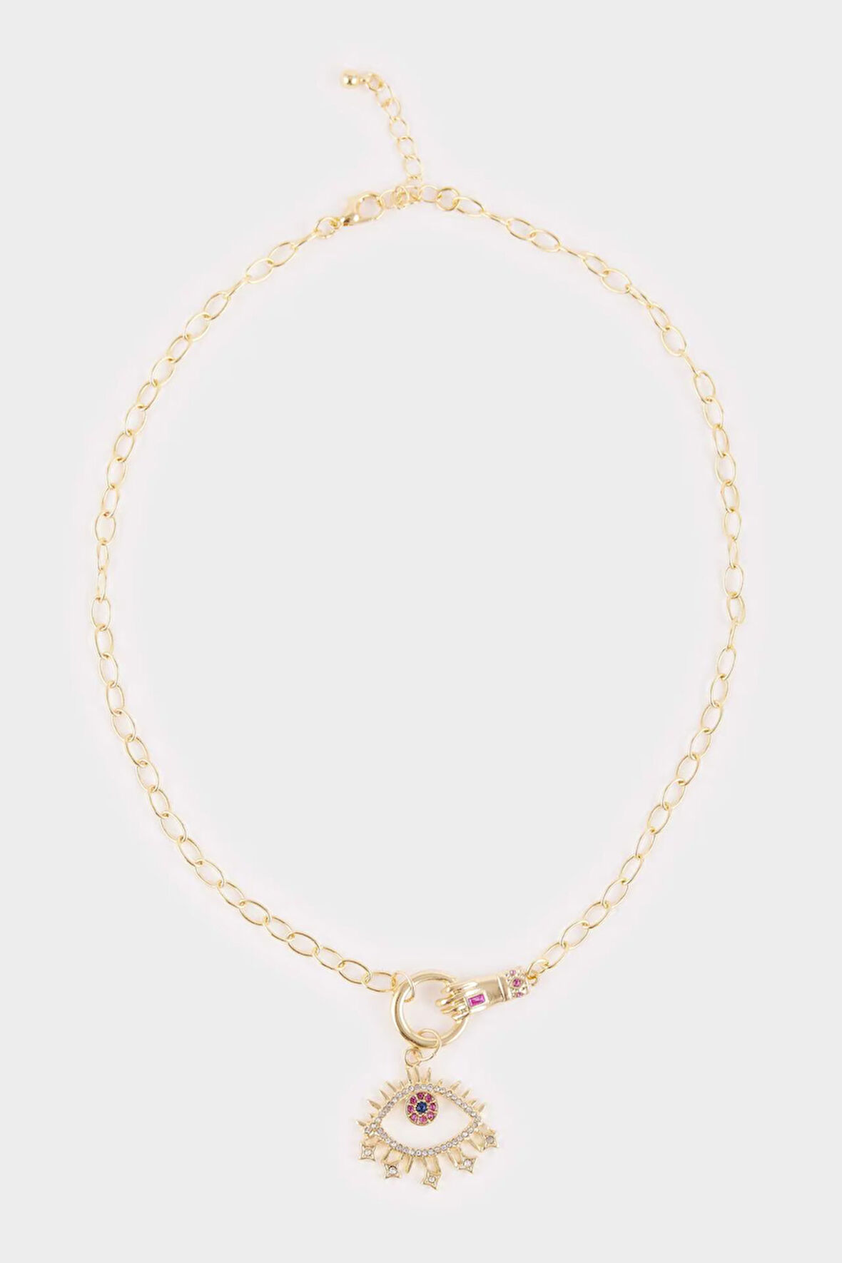 Kadın Çelik Pembe Göz Detaylı Kolye