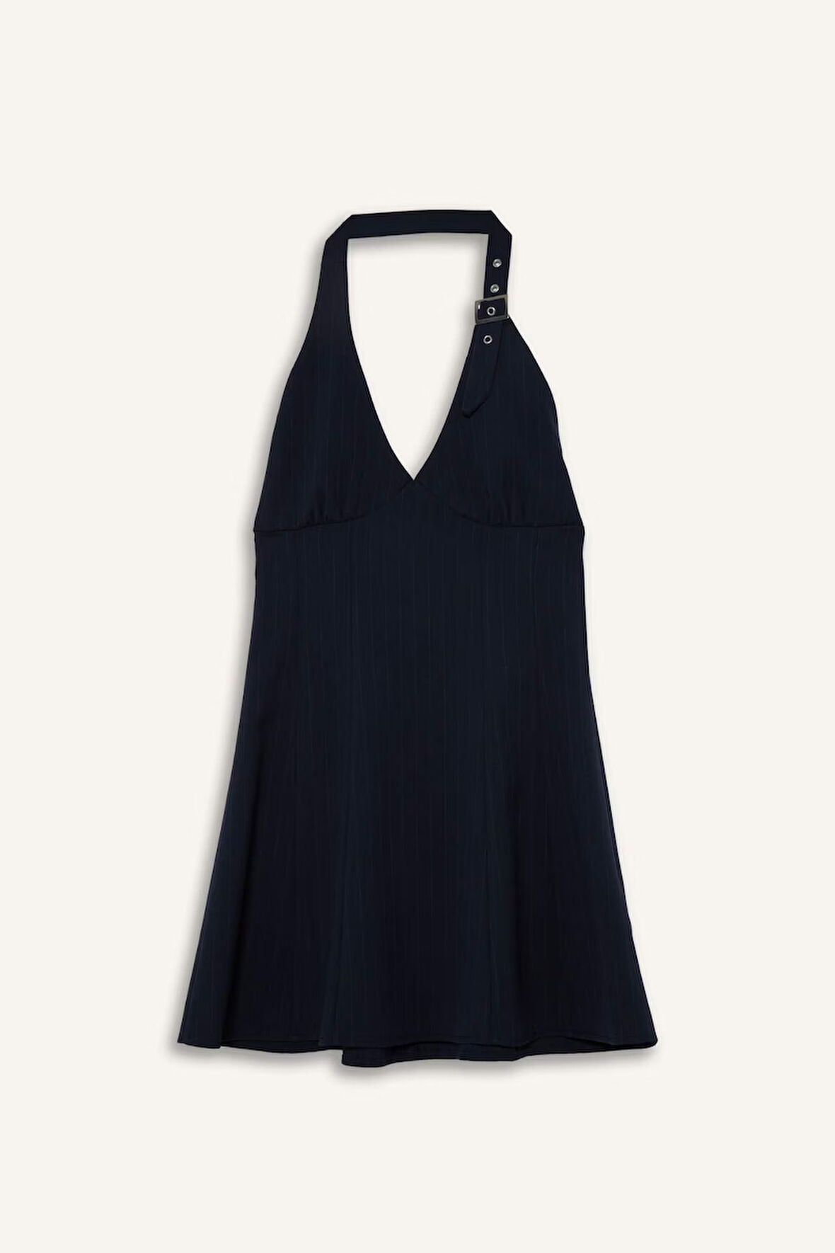 Coool Halter Yaka Kareli Mini Elbise