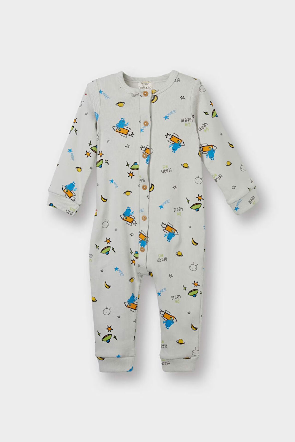 Erkek Bebek Yenidoğan Desenli Fitilli Kaşkorse Uzun Kollu Tulum