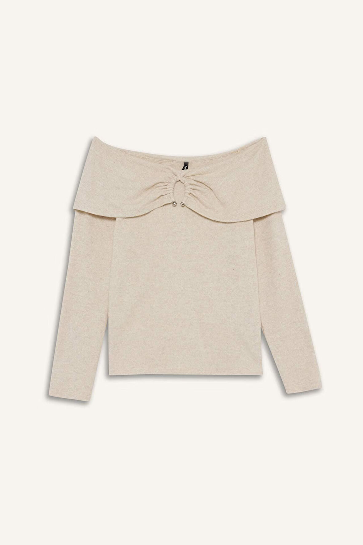 Slim Fit Dar Kesim Omzu Açık Uzun Kollu Tişört