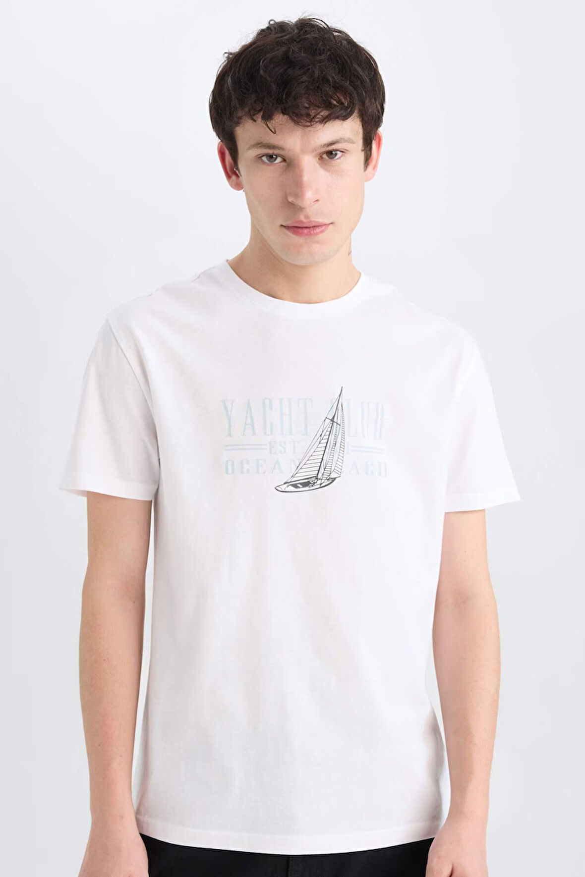 DeFacto %100 Pamuk Regular Fit Bisiklet Yaka Baskılı Kısa Kollu Tişört E1314AX25SMWT34