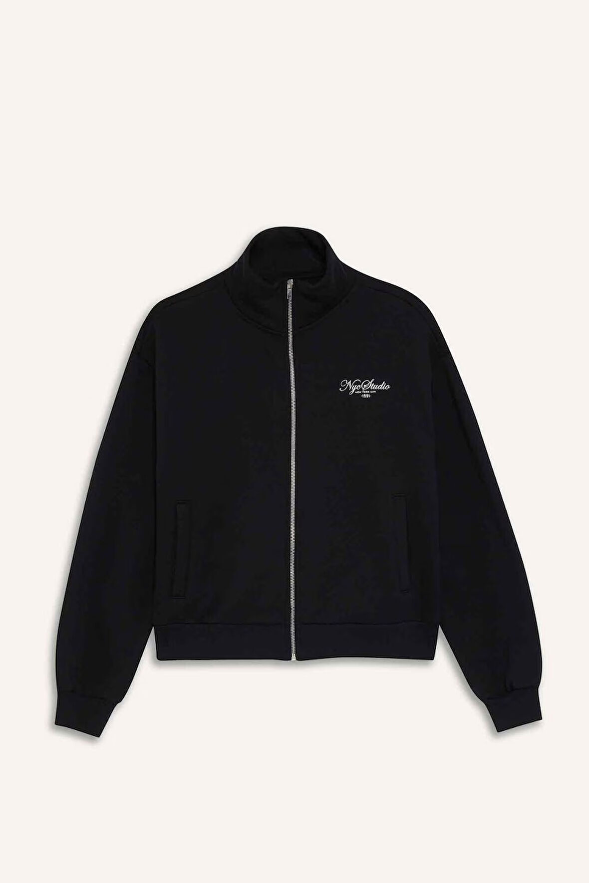 Relax Fit Yarım Balıkçı Yaka Baskılı Kalın Sweatshirt Kumaşı Hırka