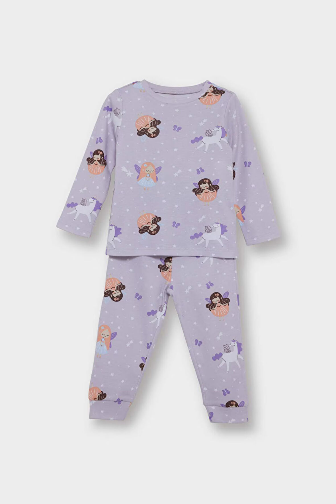 Kız Bebek Pijama Takımı Desenli Uzun Kollu Üst Uzun Alt