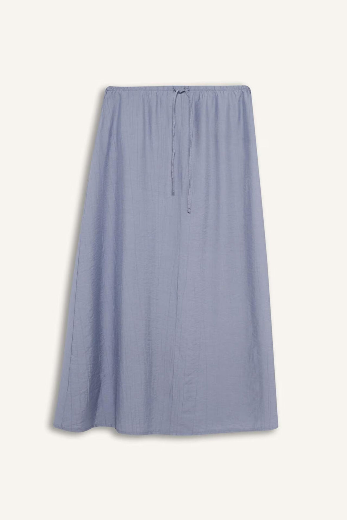 Relax Fit Beli Lastikli Krinkıl Kumaş Midi Etek