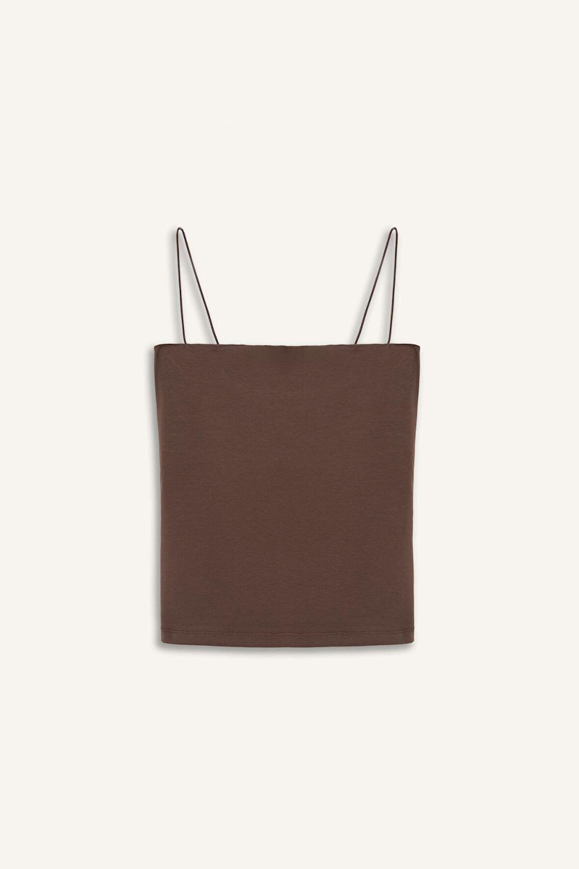Fitted Basic Düz Askılı Beyaz Atlet