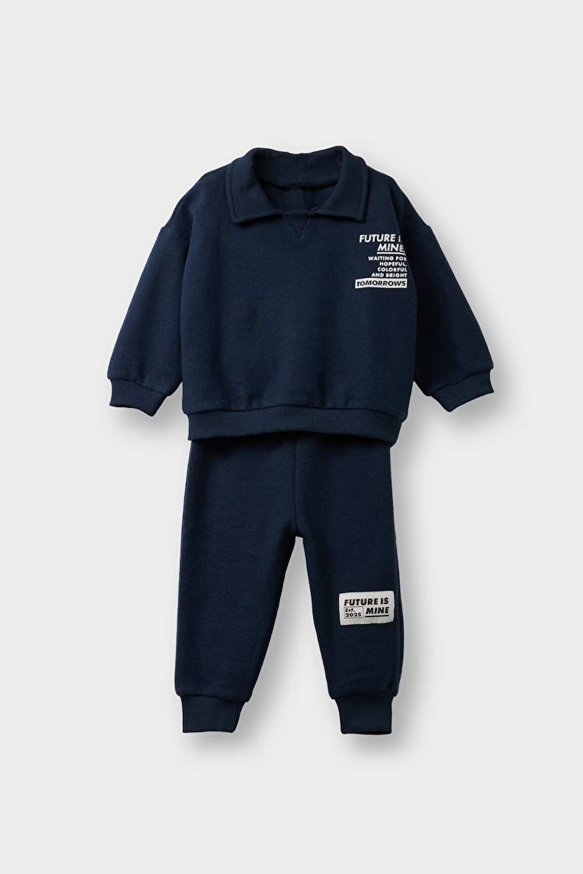 Erkek Bebek 2'li Takım Baskılı Selanik Kumaş Sweatshirt Eşofman Altı