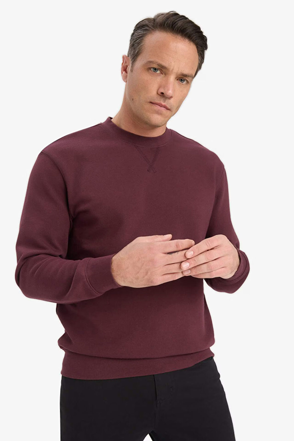 %100 Pamuk Regular Fit Bisiklet Yaka Sweatshirt