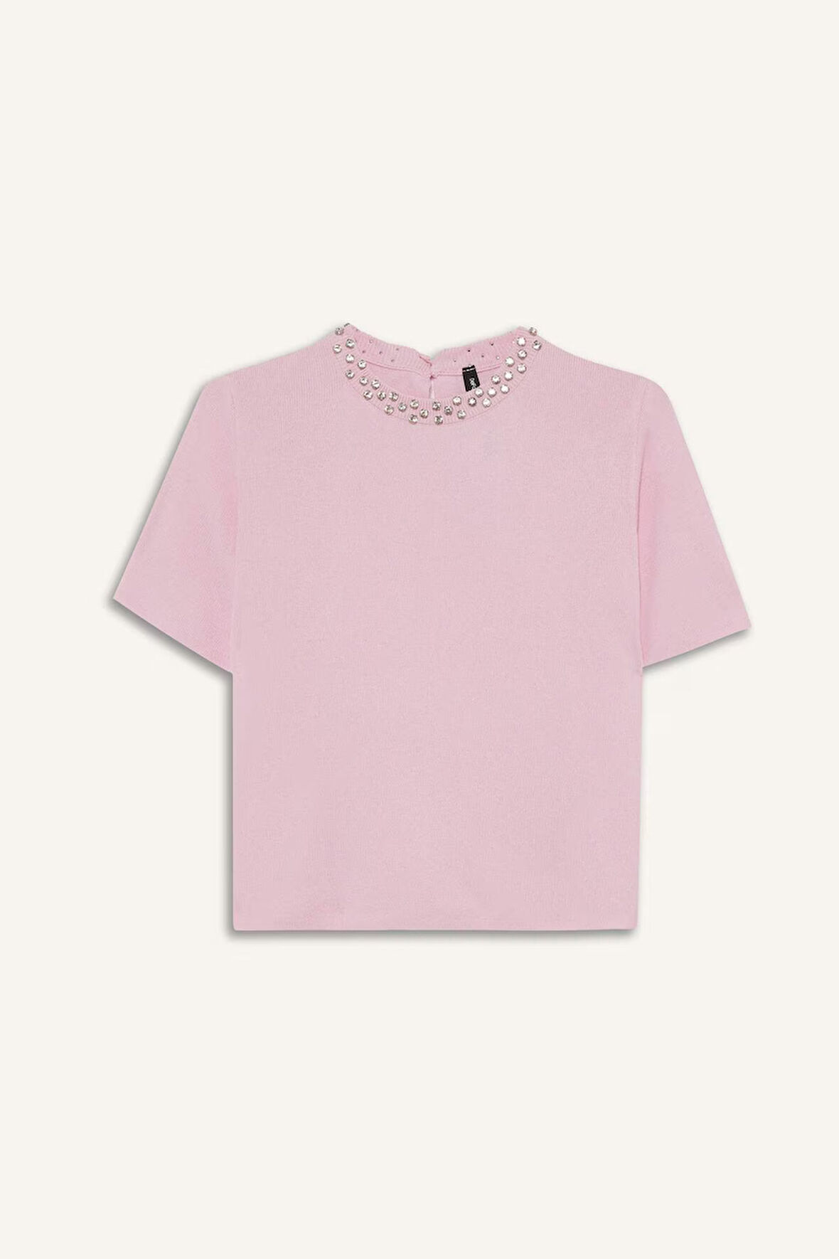 Regular Fit Bisiklet Yaka İşlemeli Krep Kazak