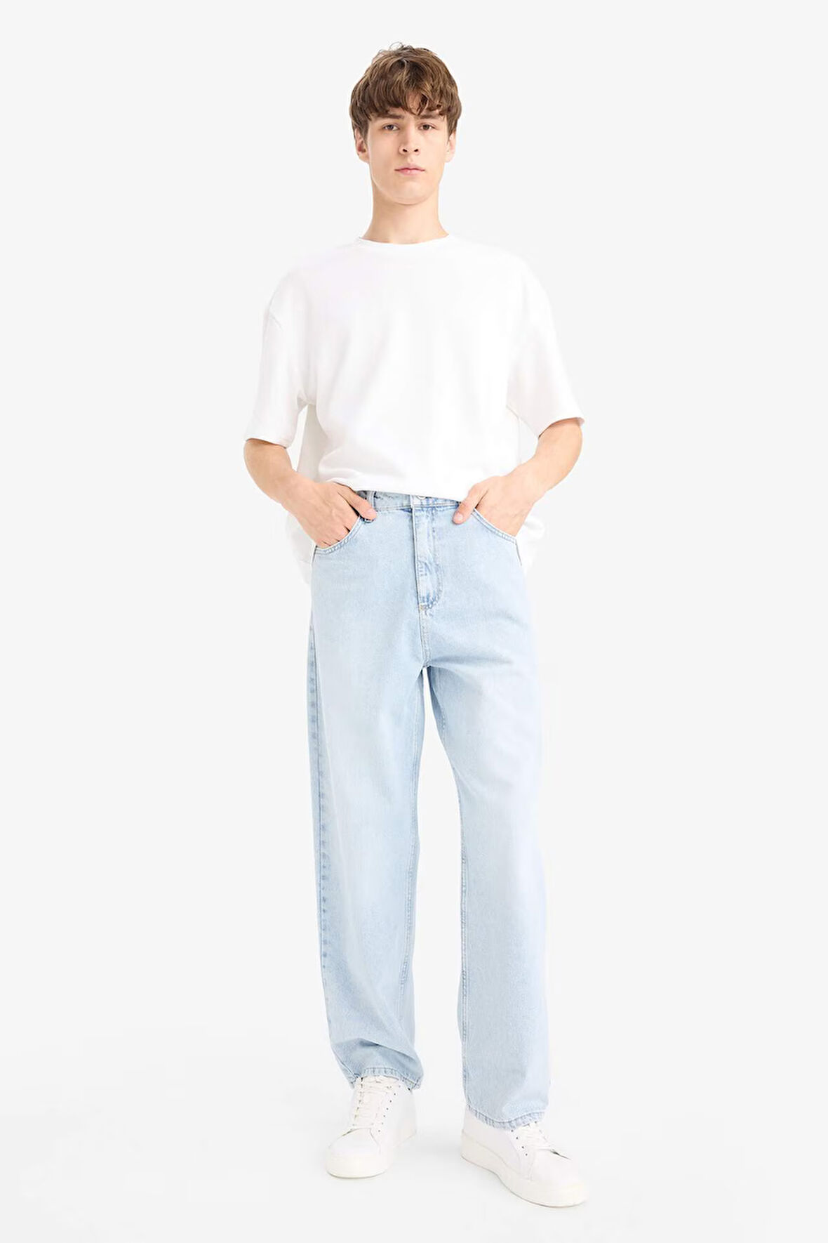 Baggy Fit Geniş Kalıp Geniş Paça Jean Yıkamalı Pantolon